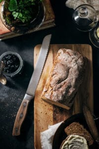 Sliced and buttered Irish brown bread