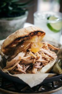 Slow cooker pulled pork sandwich