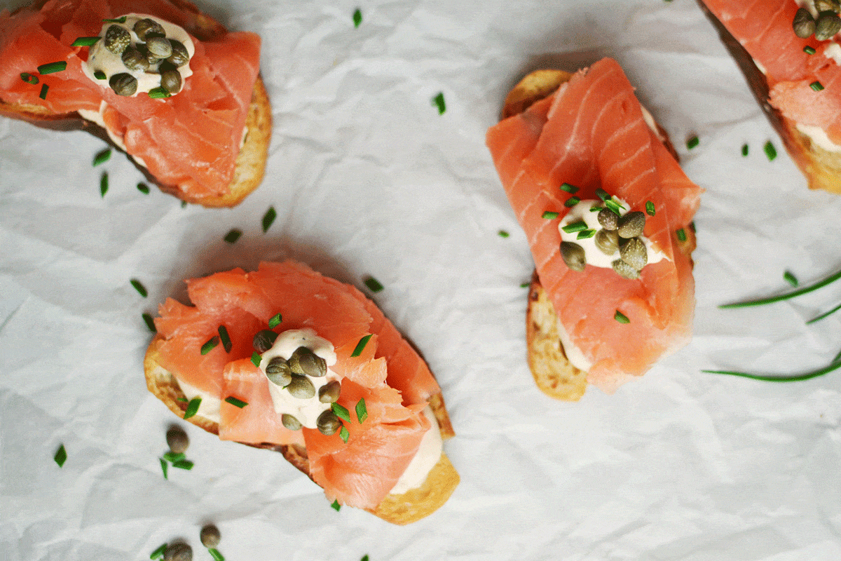 smokey salmon crostini - little figgy