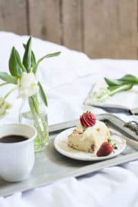 Celebrate Mother's Day and treat her to a lovely breakfast in bed with these Strawberry Sweet Rolls with a lavender scented glaze! Recipe @LittleFiggyFood