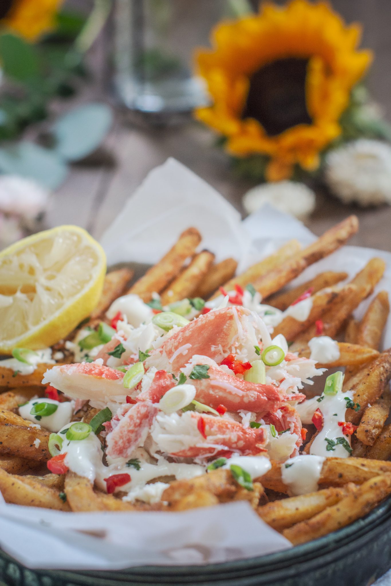 Crab Fries with garlic aioli