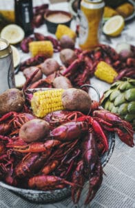 Basket filled from crawfish boil